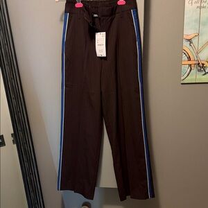 Zara Men's Brown Pants with Blue Side Stripes